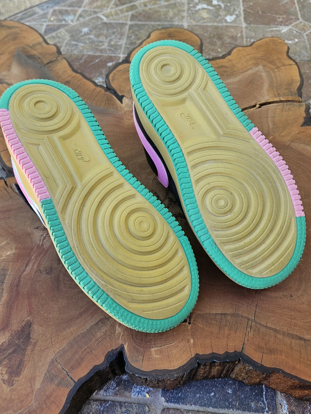 (MWOB) Nike Kids Air Force 1 Low — Black/Light Blue with Teal Laces 3Y - Picture 15 of 15